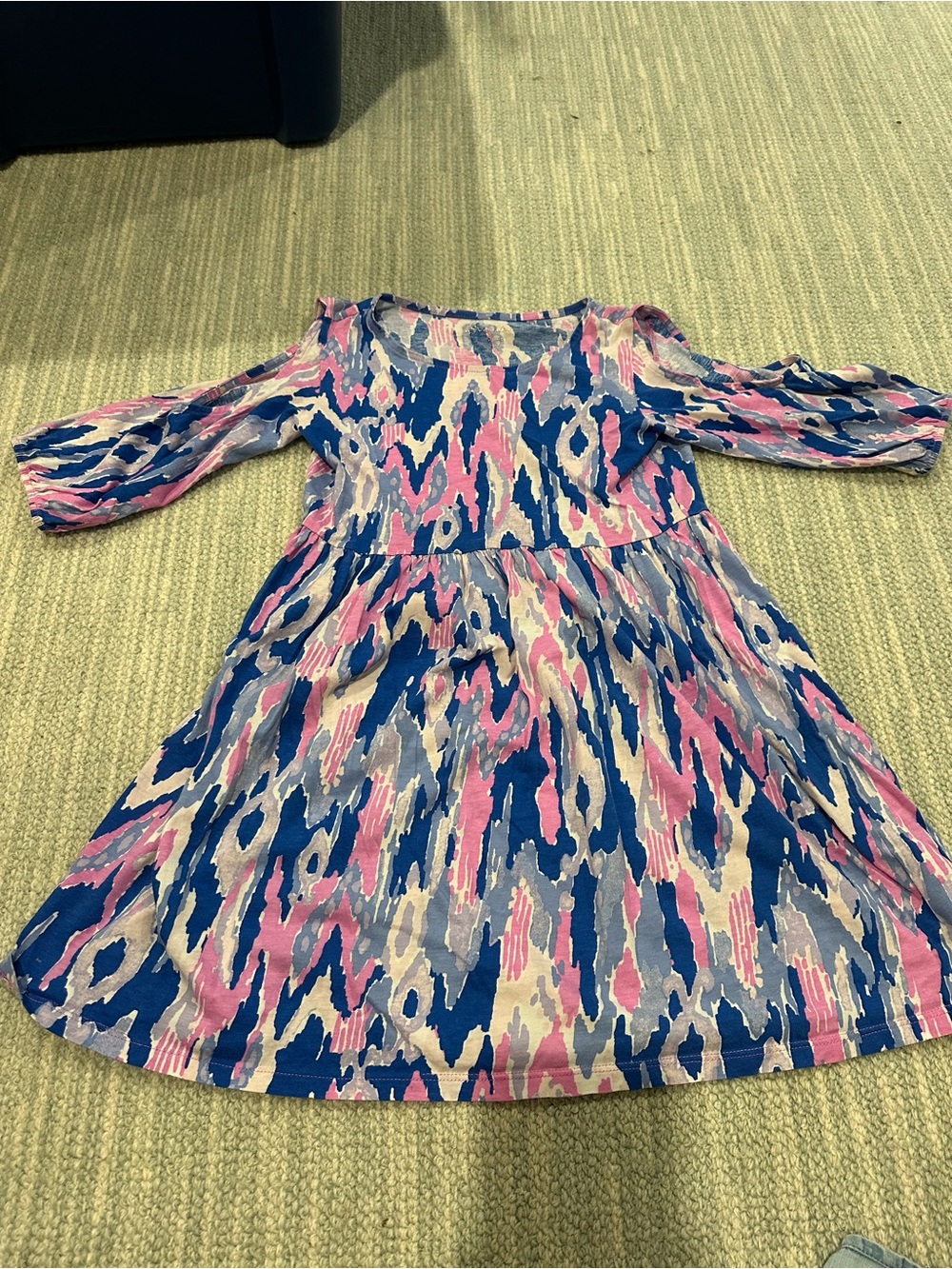 Lilly Pulitzer Pink, Blue & Cream Abstract Print Girls Dress